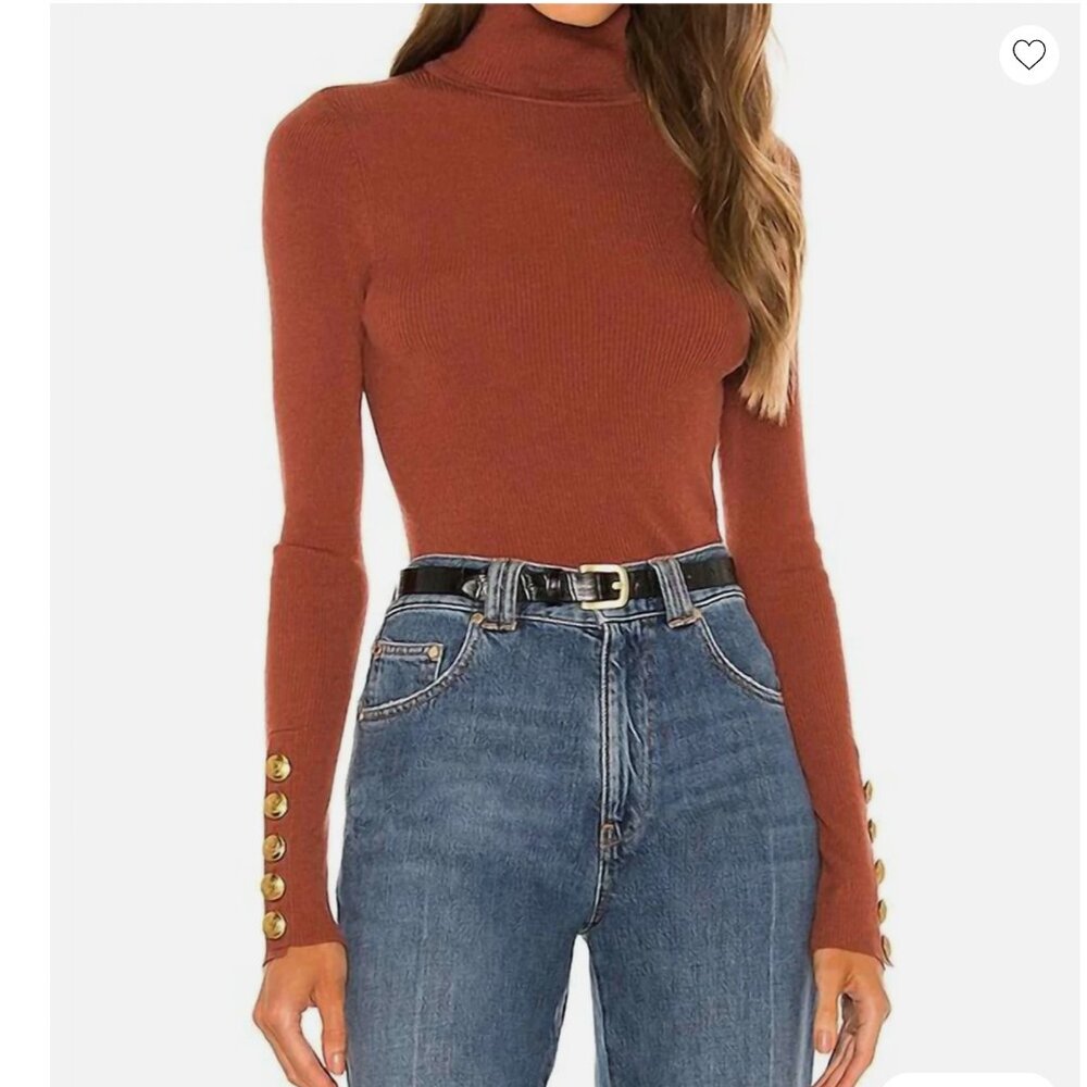 A.L.C Desi Turtleneck Sweater In Red Henna/Burnt Orange XS